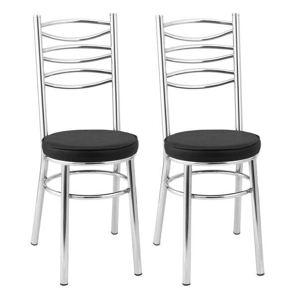 Kit 2 Cadeiras Cromadas Cc34 - A101 Cromado/preto