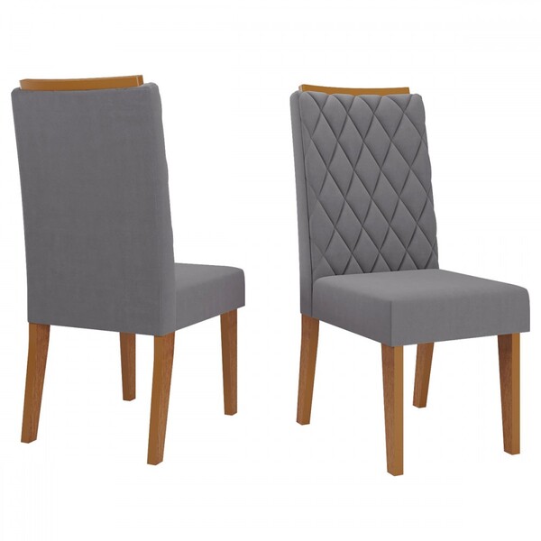 Kit 2 Cadeiras Crystal Mel/veludo Cinza - Viero Móveis