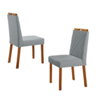 Kit 2 Cadeiras Dallas Com Puxador Móveis Minas - Linho Cinza