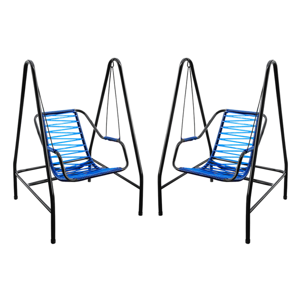Kit 2 Cadeiras De Balanço Infantil Fio Único Azul