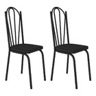Kit 2 Cadeiras De Cozinha Alabama Corino Preto Pés De Ferro P