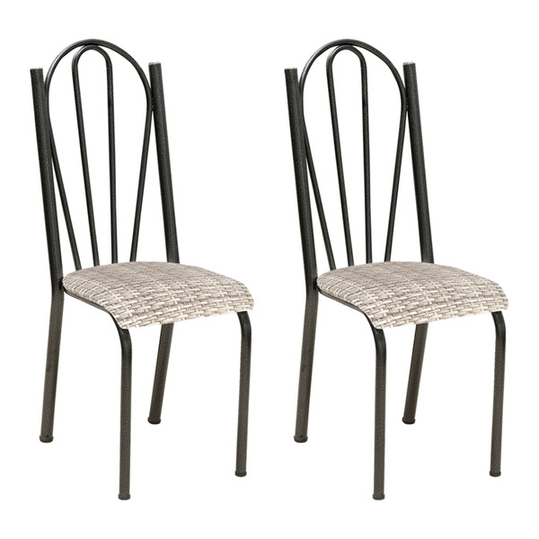Kit 2 Cadeiras De Cozinha Alasca Estampado Rattan Pés De Ferr