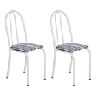 Kit 2 Cadeiras De Cozinha Califórnia Estampado Preto Listrado