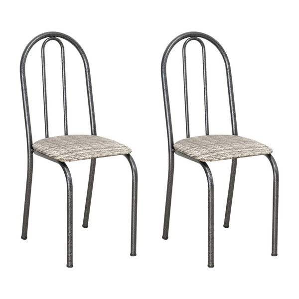 Kit 2 Cadeiras De Cozinha Califórnia Estampado Rattan Bege Pé