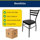 Kit 2 Cadeiras De Cozinha Com Reforço Preta Assento Grosso Pr