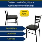 Kit 2 Cadeiras De Cozinha Com Reforço Preta Assento Grosso Pr