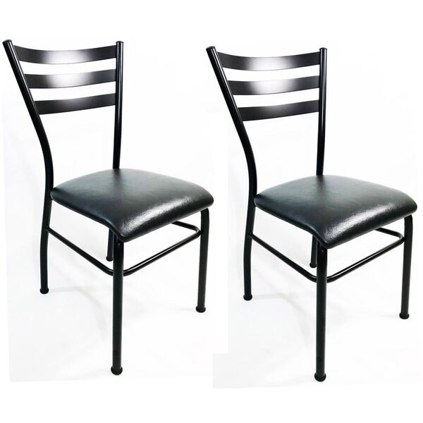 Kit 2 Cadeiras De Cozinha Com Reforço Preta Assento Preto - P