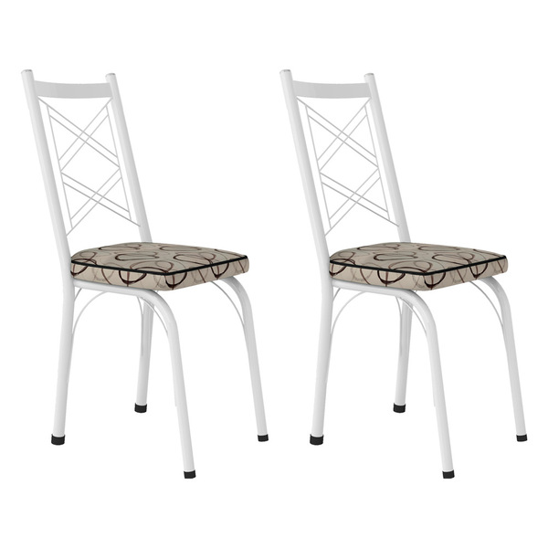 Kit 2 Cadeiras De Cozinha Delaware Estampado Cedro Pés De Fer