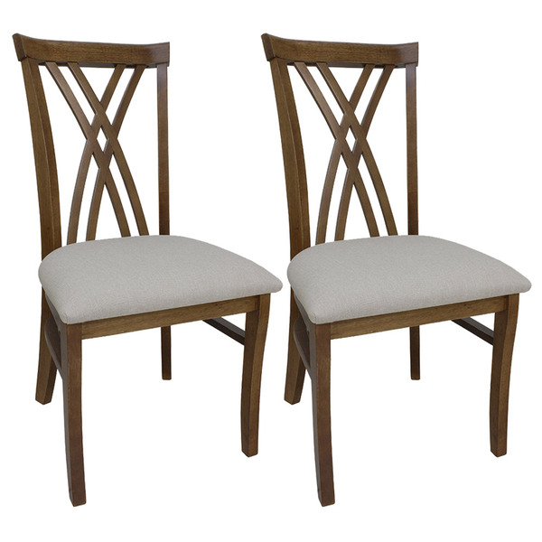 Kit 2 Cadeiras De Cozinha Estofada Lira Verniz Imbuia E Linho