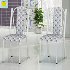 Kit 2 Cadeiras De Cozinha Geórgia Estampado Capitonê Prata Pé