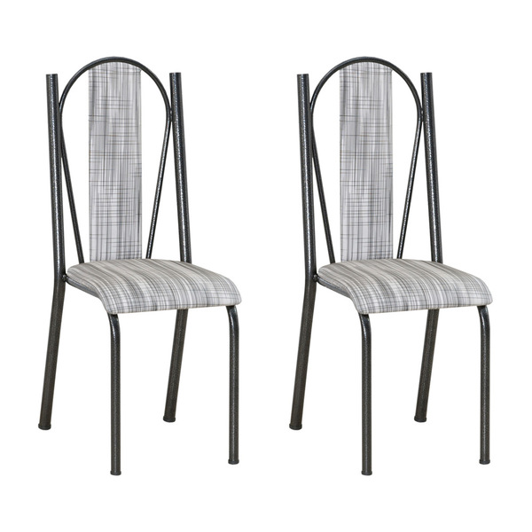Kit 2 Cadeiras De Cozinha Geórgia Estampado Linho Prata Pés D