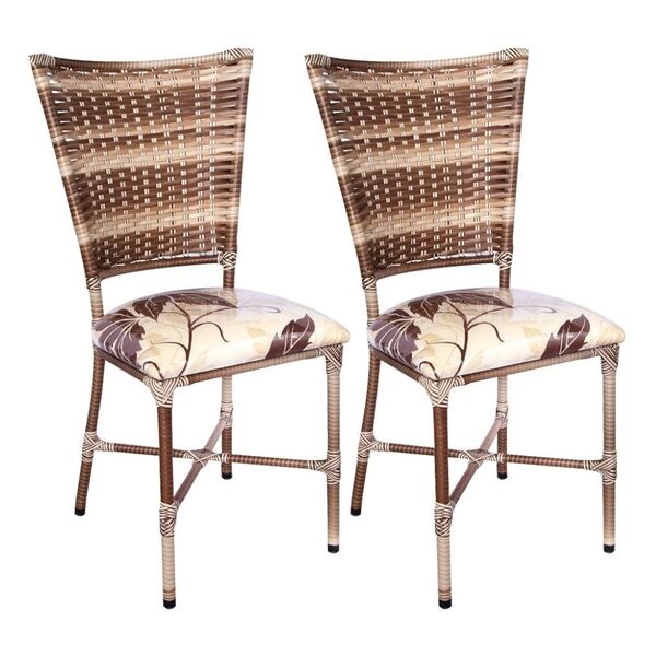 Kit 2 Cadeiras De Cozinha Juncada Capuccino Com Assento Flora