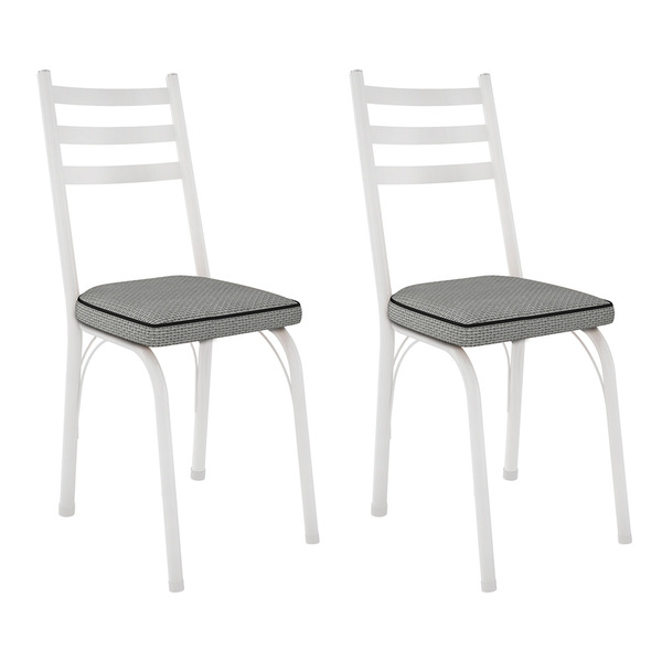 Kit 2 Cadeiras De Cozinha Luisiana Estampado Platina Pés De F