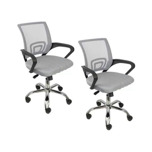 Kit 2 Cadeiras De Escritório Begonia Mesh Ergonômico Cinza