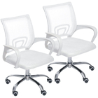 Kit 2 Cadeiras De Escritório Mesh Assento Estofado Base Girat