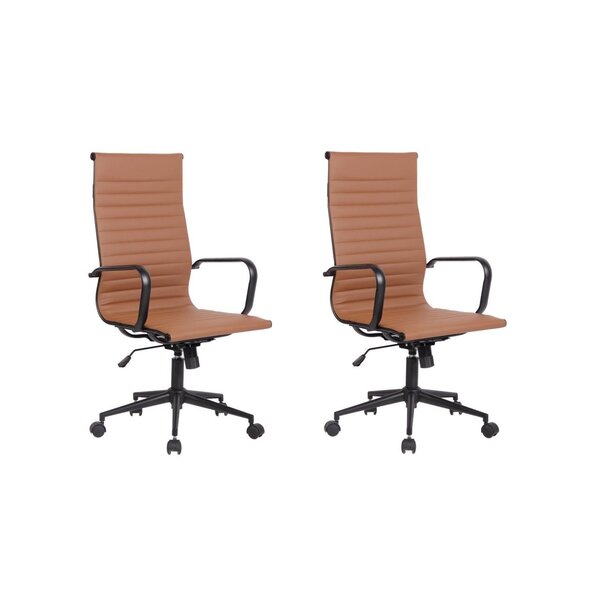 Kit 2 Cadeiras De Escritório Presidente Esteirinha Em Corino