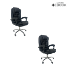 Kit 2 Cadeiras De Escritório Presidente Reclinável - Preto