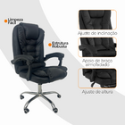 Kit 2 Cadeiras De Escritório Presidente Reclinável - Preto