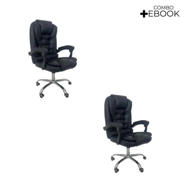 Kit 2 Cadeiras De Escritório Presidente Reclinável - Preto