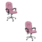 Kit 2 Cadeiras De Escritório Presidente Reclinável - Rosa