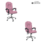 Kit 2 Cadeiras De Escritório Presidente Reclinável - Rosa