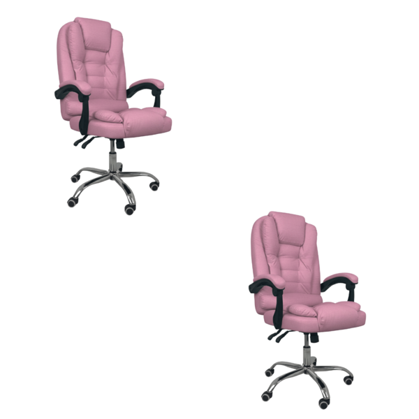 Kit 2 Cadeiras De Escritório Presidente Reclinável - Rosa