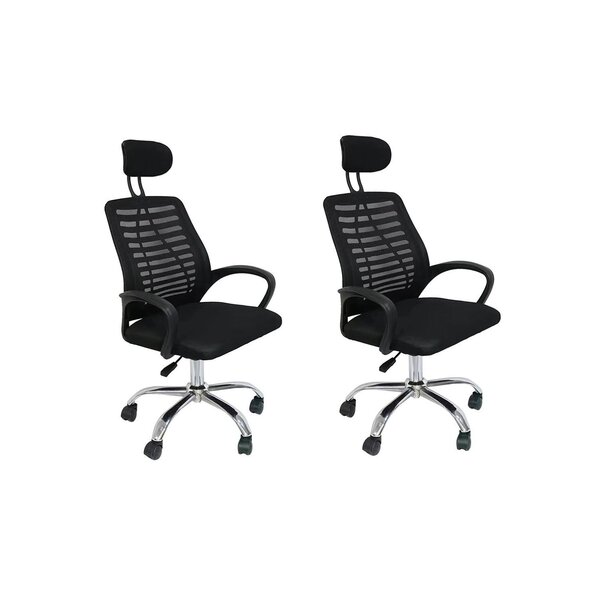 Kit 2 Cadeiras De Escritório Presidente Tela Mesh Cádis Preto