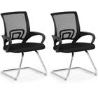 Kit 2 Cadeiras De Escritório Secretária Base Fixa - Preto