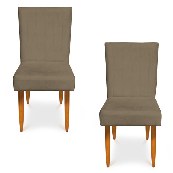 Kit 2 Cadeiras De Jantar Acapulco Suede Marrom Rato Pés Palit