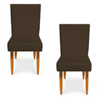 Kit 2 Cadeiras De Jantar Acapulco Suede Pés Palito Castanho -