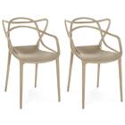 Kit 2 Cadeiras De Jantar Allegra Prática Empilhável - Nude