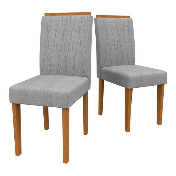 Kit 2 Cadeiras De Jantar Ana Linho Ypê Cinza Bnn Decor