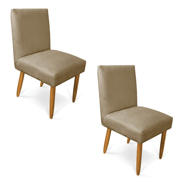Kit 2 Cadeiras De Jantar Carol Suede Marrom Rato Pés Palito C