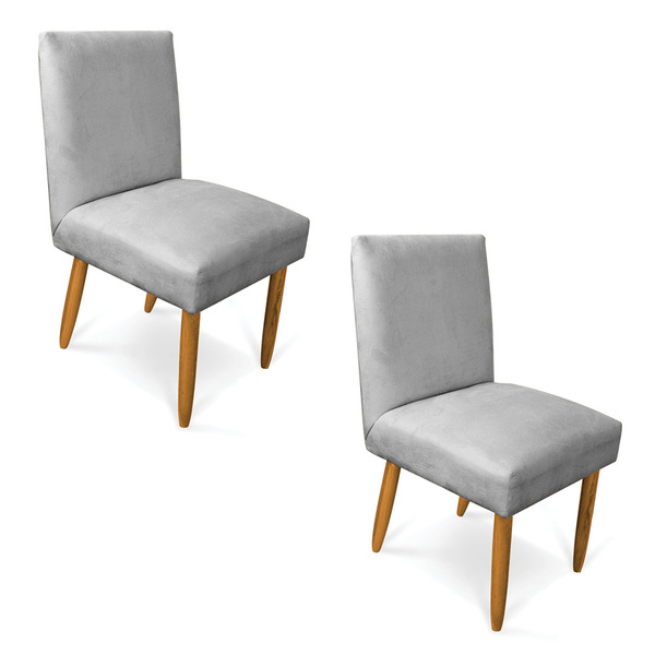 Kit 2 Cadeiras De Jantar Carol Suede Pés Palito Castanho - D'