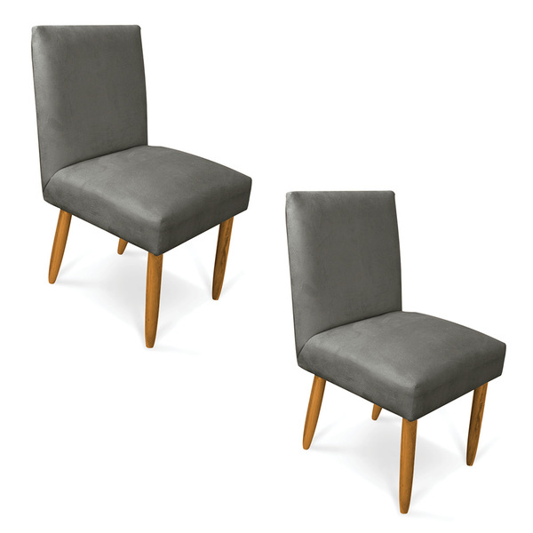 Kit 2 Cadeiras De Jantar Carol Suede Pés Palito Castanho - D'