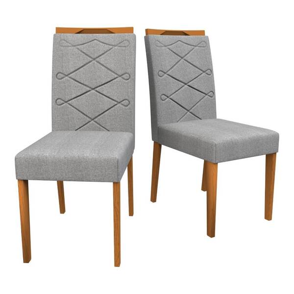 Kit 2 Cadeiras De Jantar Caroline Linho Ypê Cinza Bnn Decor
