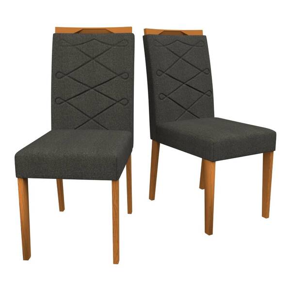 Kit 2 Cadeiras De Jantar Caroline Linho Ypê Cinza Escuro Tana