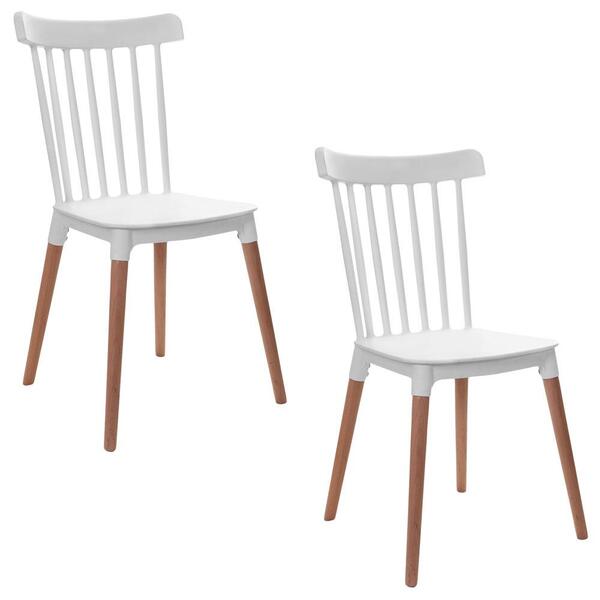 Kit 2 Cadeiras De Jantar Com Pés De Madeira Windsor