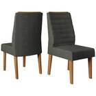 Kit 2 Cadeiras De Jantar Curvata Suede Carvalho Europeu Cinza