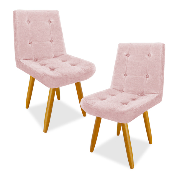Kit 2 Cadeiras De Jantar Eames Estofada Suede Rosa Claro - Mo