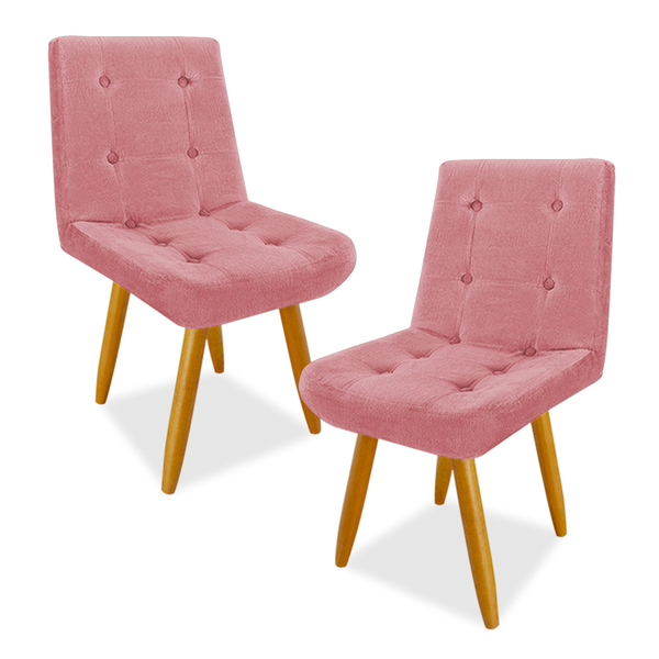 Kit 2 Cadeiras De Jantar Eames Estofada Suede Rosa - Montanar
