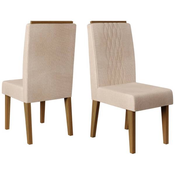 Kit 2 Cadeiras De Jantar Elen Linho Carvalho Europeu Árido Ta