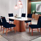 Kit 2 Cadeiras De Jantar Estofada Azul Em Veludo Sirt