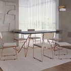 Kit 2 Cadeiras de Jantar Estofada Base Cobre Veludo Preto