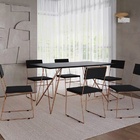 Kit 2 Cadeiras de Jantar Estofada Base Cobre Veludo Preto