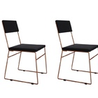 Kit 2 Cadeiras de Jantar Estofada Base Cobre Veludo Preto