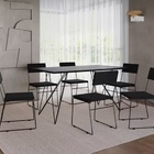 Kit 2 Cadeiras de Jantar Estofada Base Preto Veludo Preto