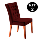 Kit 2 Cadeiras De Jantar Estofada Bordo Em Veludo Sedye
