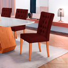 Kit 2 Cadeiras De Jantar Estofada Bordo Em Veludo Sedye