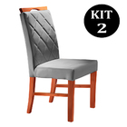 Kit 2 Cadeiras De Jantar Estofada Cinza Em Veludo Kare